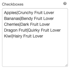 The checkboxes option showing a list of fruits with their associated tags.